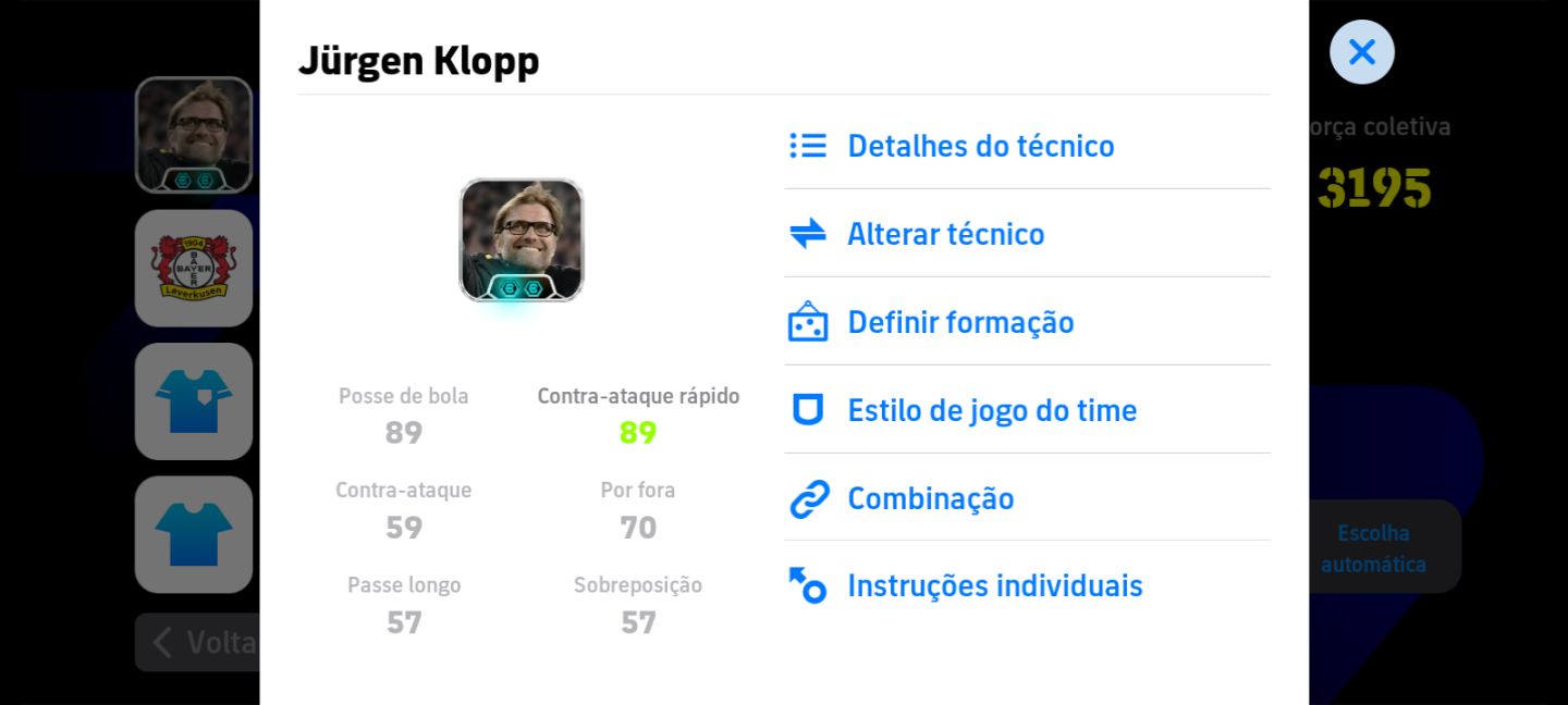 Conta eFootball | Força 3195 + Klopp + Elenco Completo e Reservas de Elite