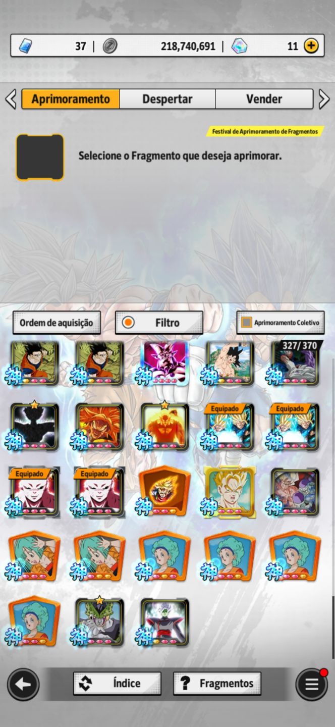 Conta histórica e competitiva. Com muitos equipamentos, e personagens(Gogeta ul)