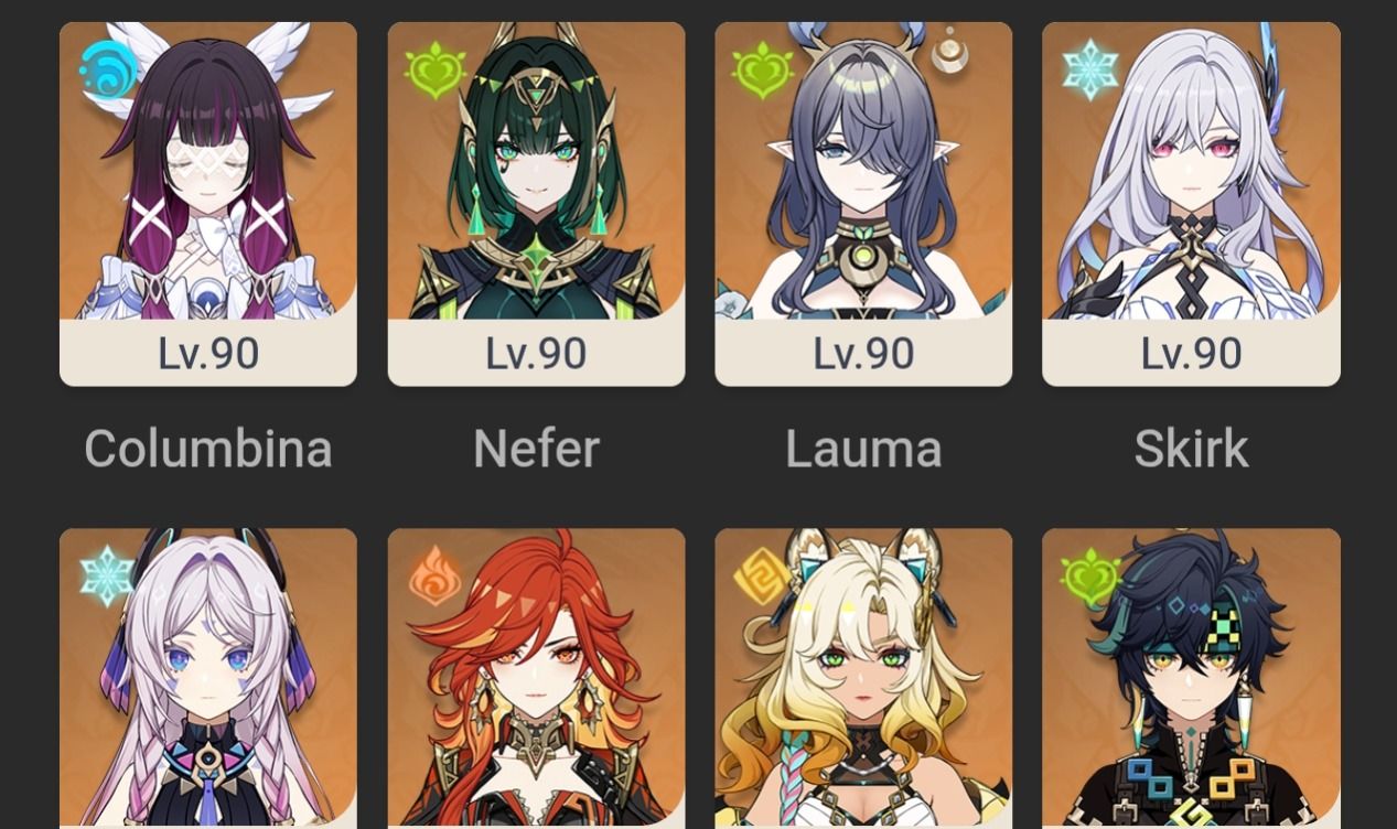 Conta genshin com muitos personagens e armas
