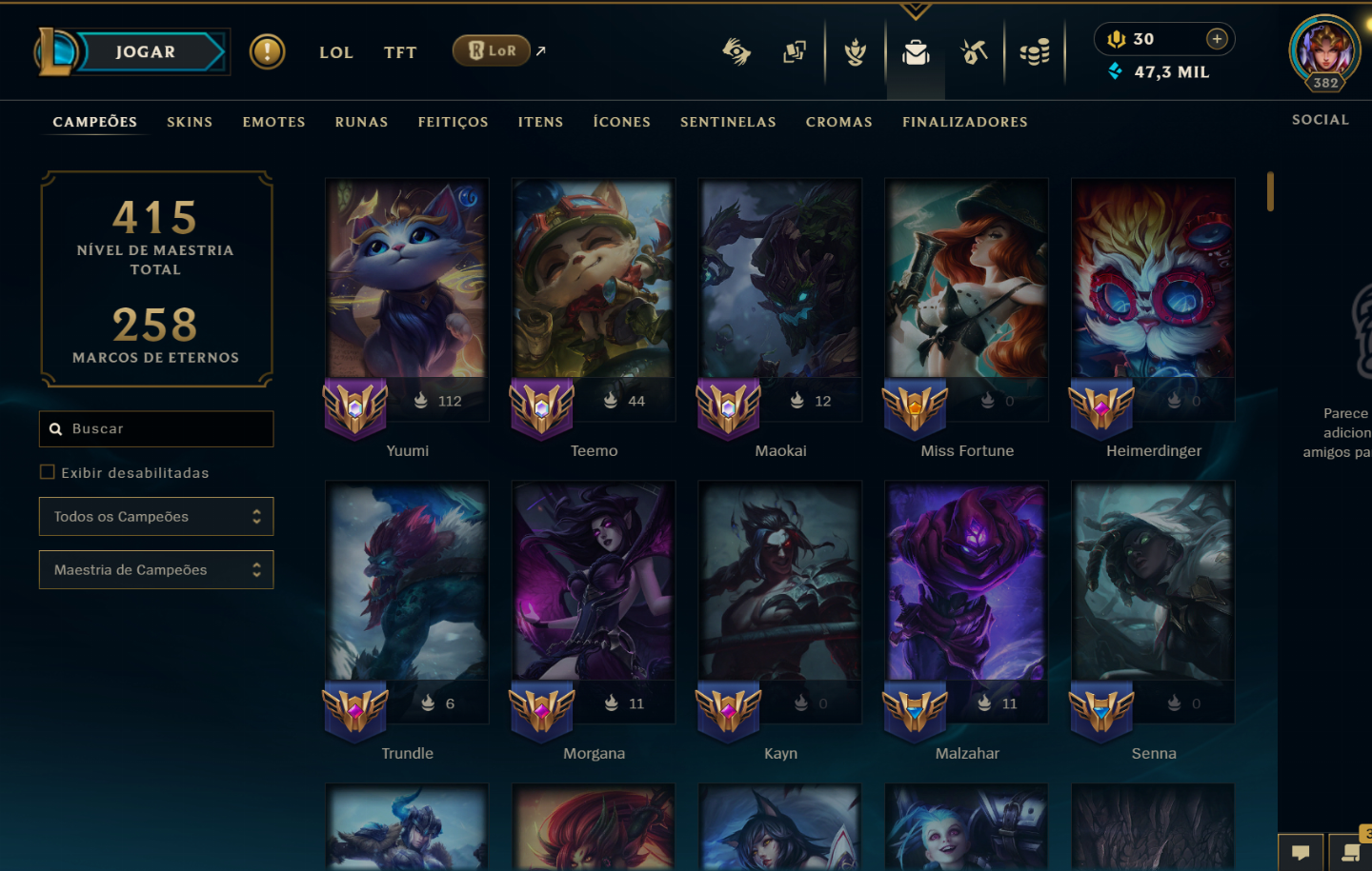 CONTA MAIN LVL 382 - PERFEITA PARA SMURF!!!