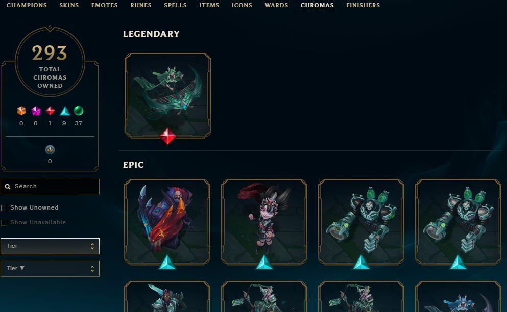333 SKINS, 293 CHROMAS - CONTA DE LEAGUE OF LEGENDS