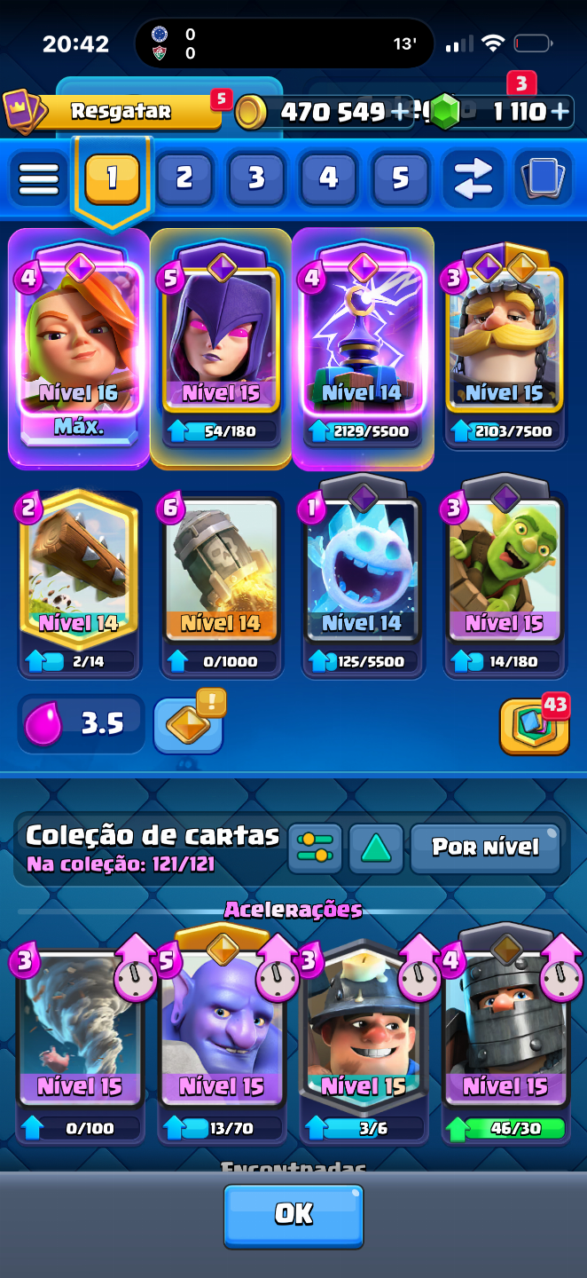 Conta de Clash Royale, negocio valor, possui quase todas as cartas, e arena alta