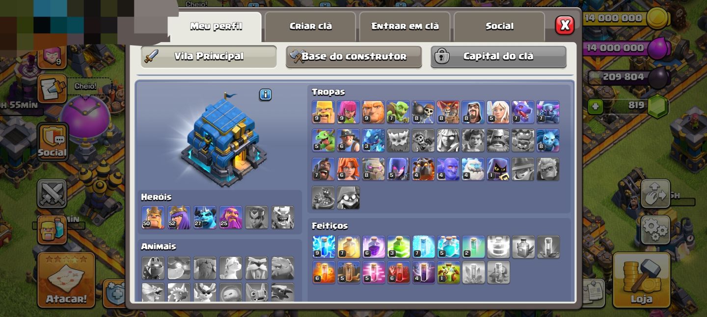 CONTA CLASH OF CLANS CV12 BEM EVOLUÍDA