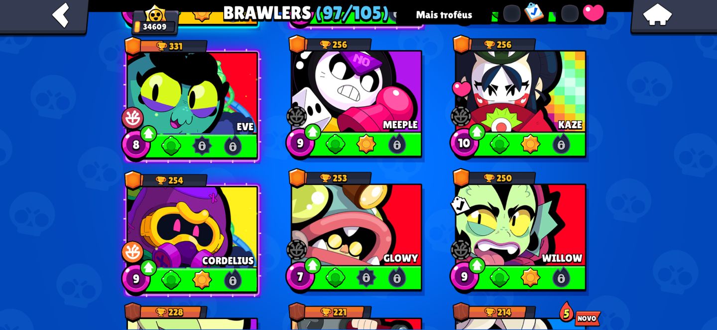 BRAWL STARS | 34K TROFÉUS | 97 BRAWLERS | 231 SKINS | CONTA COMPLETA