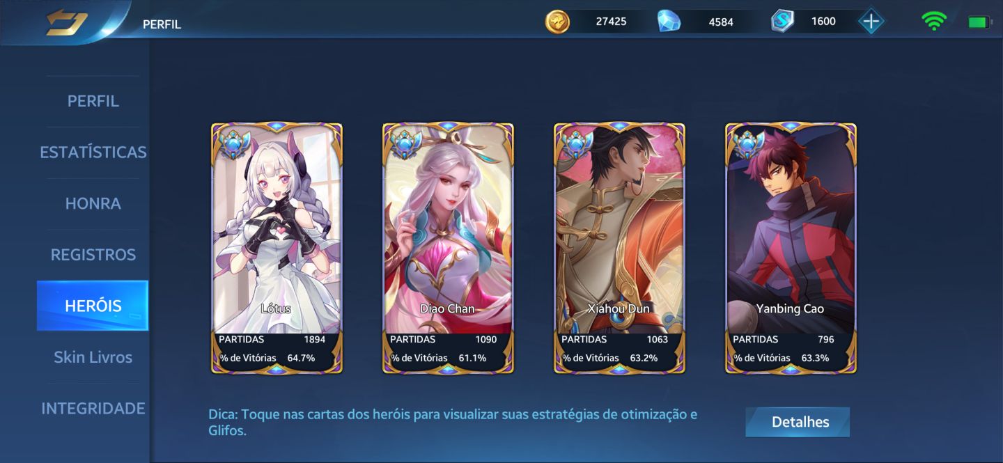 CONTA HEROES EVOLVED HIGH-END | LVL 92 | 375 SKINS | 134 HERÓIS | WINRATE ALTO