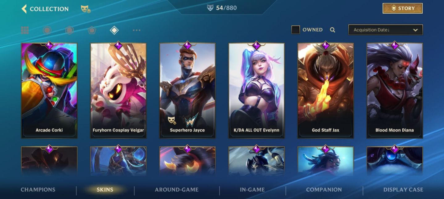 CONTA WILD RIFT 54 SKINS