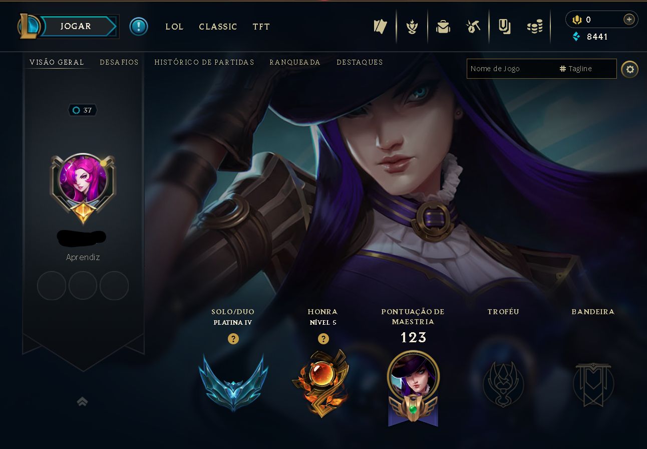 Conta de League Of Legends 3 Skins Epicas 12 skins totais Platina 4