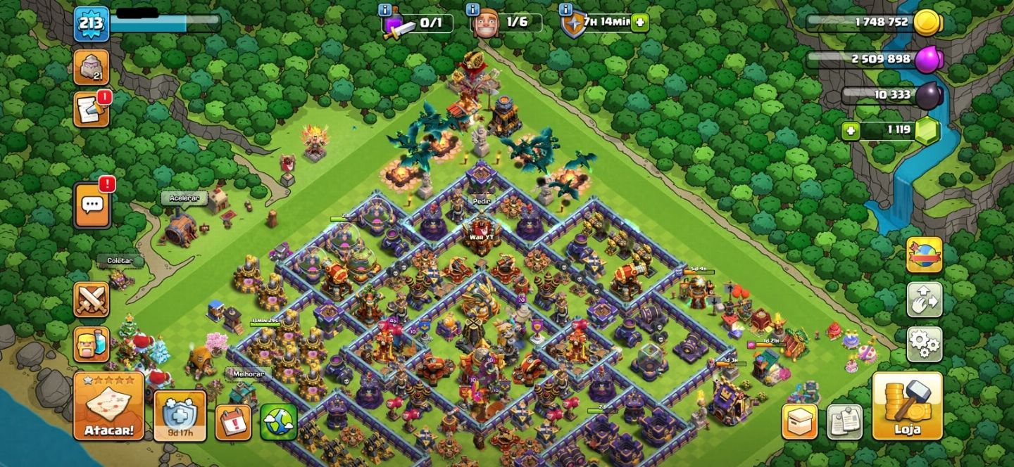 CV 16 CLASH OF CLANS COM VÁRIAS SKINS E MUITO UPADA