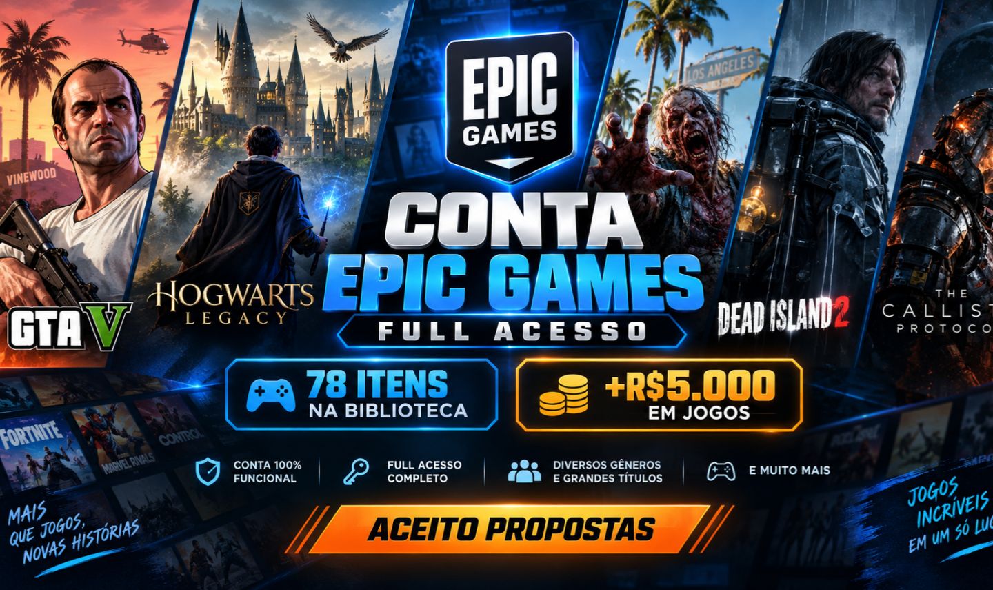 Conta Epic Games | GTA V + Hogwarts Legacy + Dead Island 2 | Full Acesso