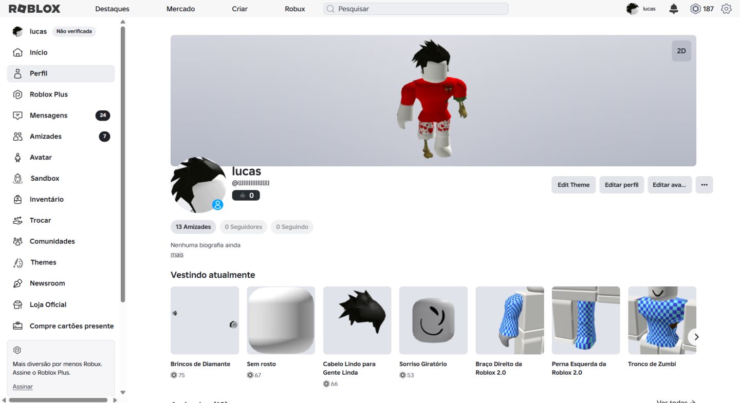 Conta Roblox com robux gastos