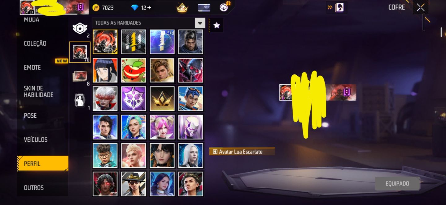 CONTA FREE FIRE TOP - NIVEL 33 | CARTÃO TROCA DE NOME