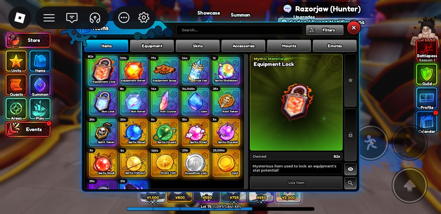 CONTA ANIME EXPEDITION LEVEL 75 FULL META