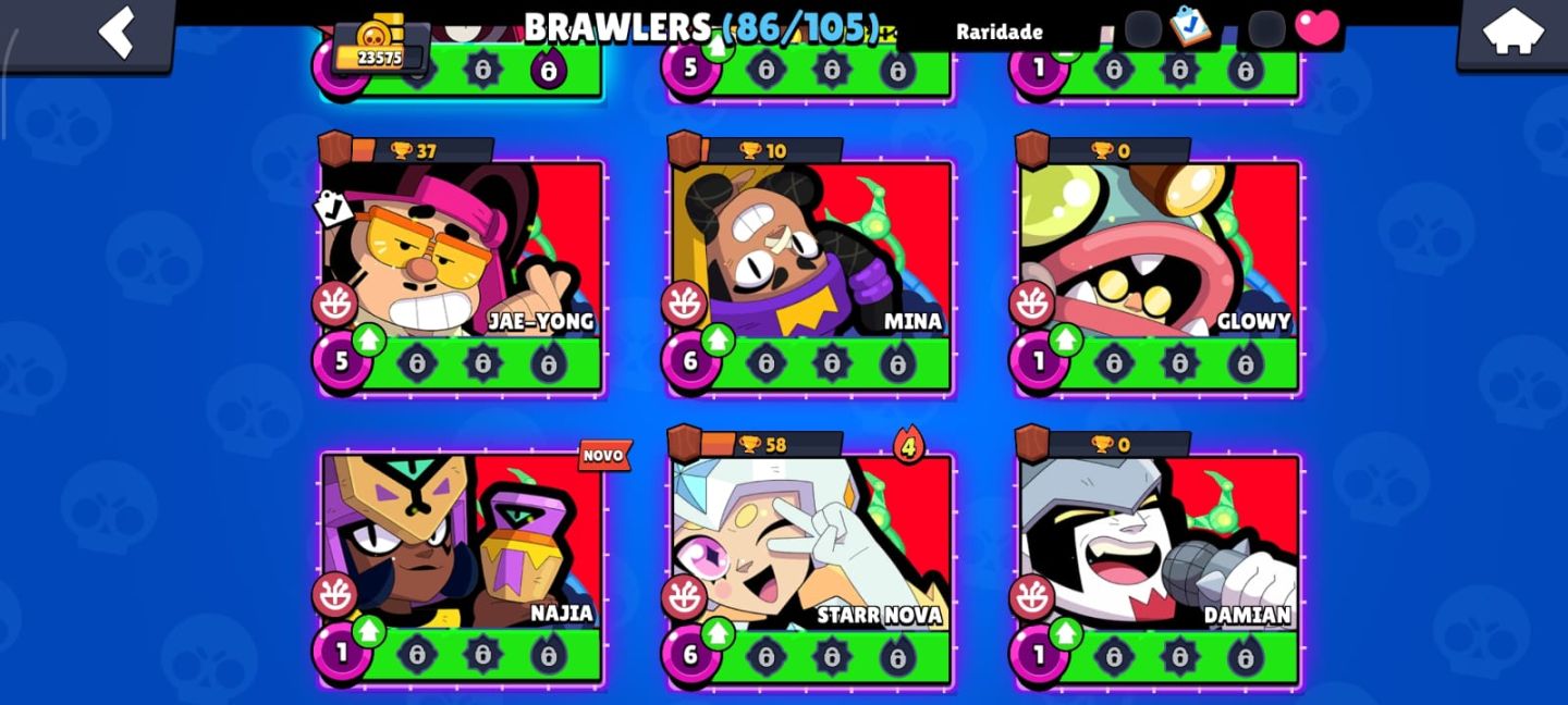 CONTA DE BRAWL STARS MUITO RARA COM 86 BRAWLERS E VARIAS SKINS