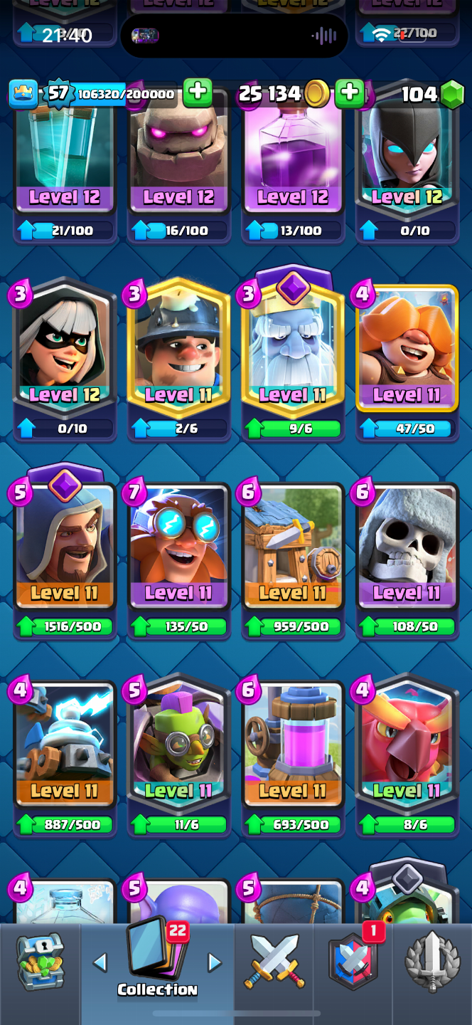 CONTA CLASH ROYALE | LVL 57 | 20 EVOLUTIVAS | 20 ELITES | 10K TROFÉUS
