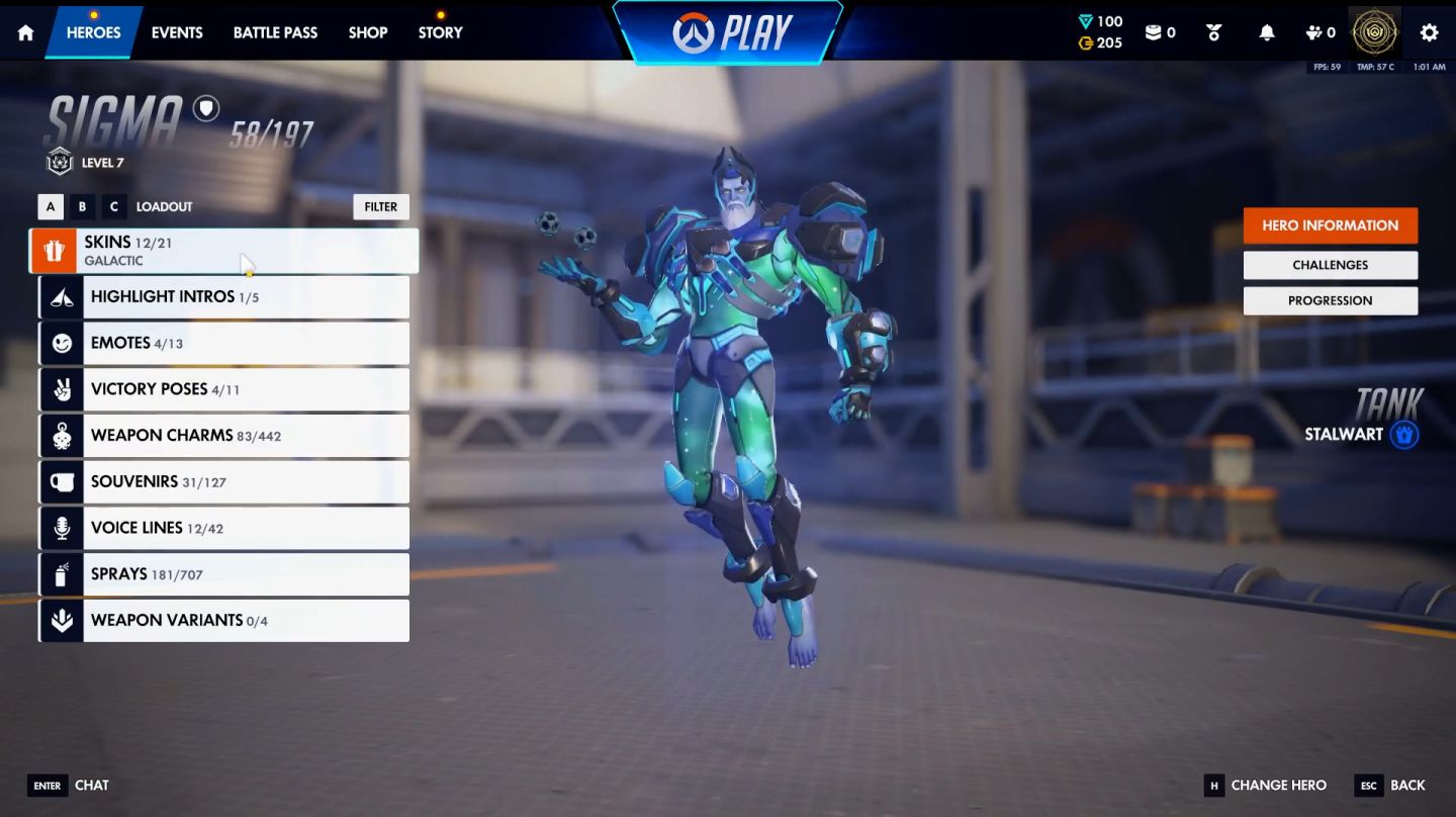 Conta OW com várias skins e prismas