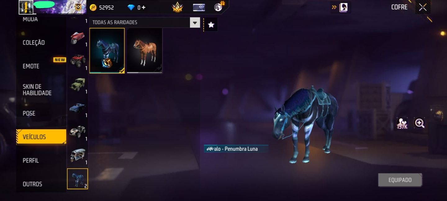 CONTA FF LVL 15 |+ MANTO DA SELEÇÃO BRASIL 2026 + CAVALO PENUMBRA