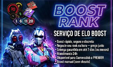 RANK BOOST CS2 - PREMIER, GAMERSCLUB, COMP, BRAÇO DIREITO - ELO SOLO DUO BOOST