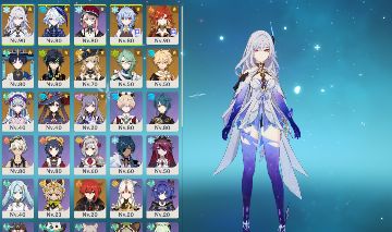 CONTA GENSHIN 13 PERSONAGENS 5 ESTRELAS E 1 ARMA 5 ESTRELAS