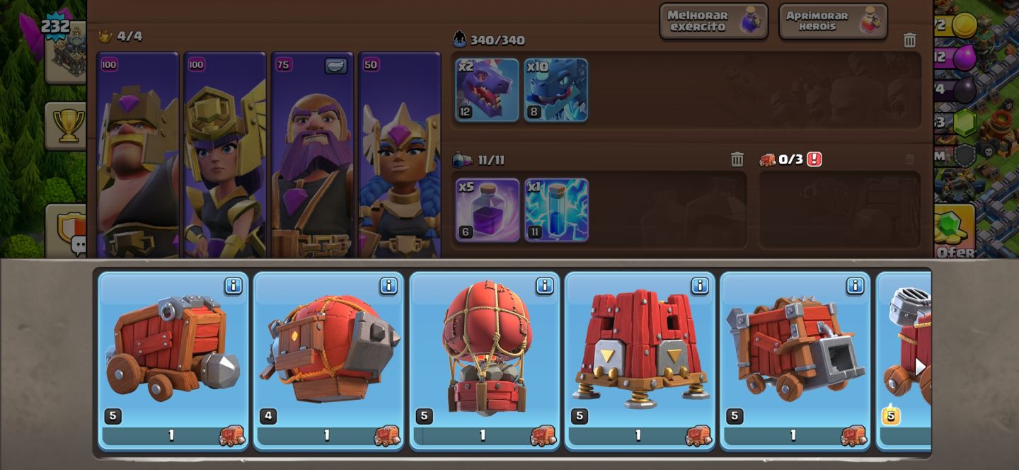 Clash of Clans CV17 | Nível 232 | 6 Construtores | 1.383 Gemas