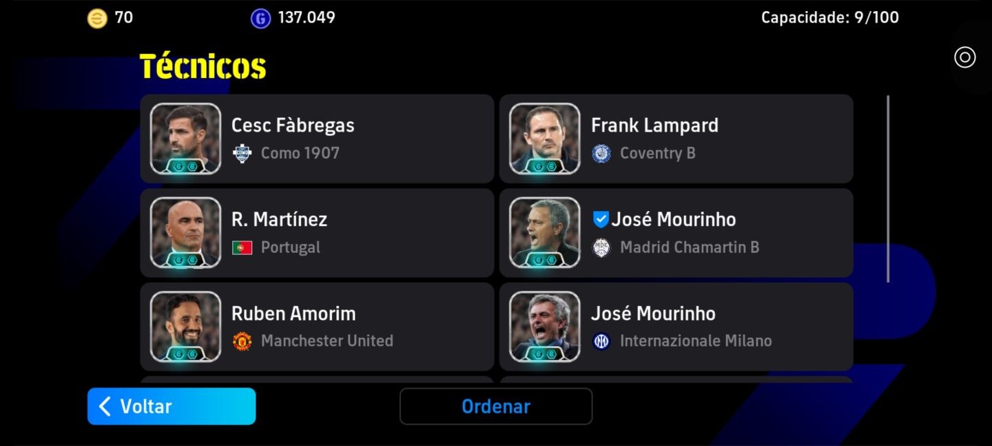 Conta eFootball Mobile completa+3335 Força. Melhores jogadores Meta cada Posição