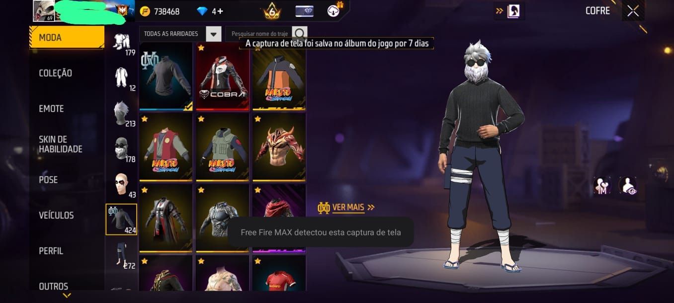 Conta Free Fire Top | Barbinha, Sombra Roxa, Bandeirão | SCAR Evolutiva Nv Max