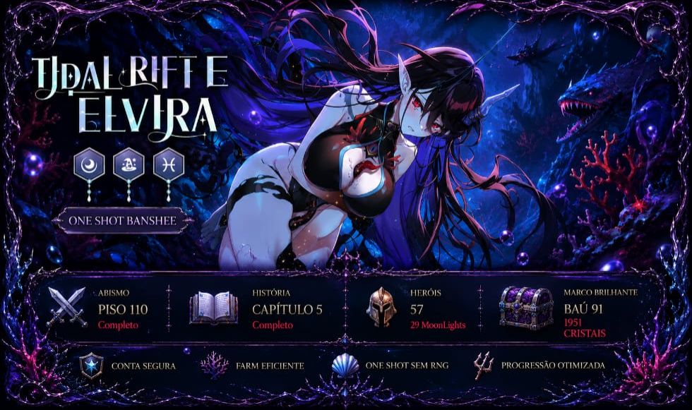 Epic Seven Conta Mid Game Rank S15 com Elvira ML e PvP Encaminhado e Recursos