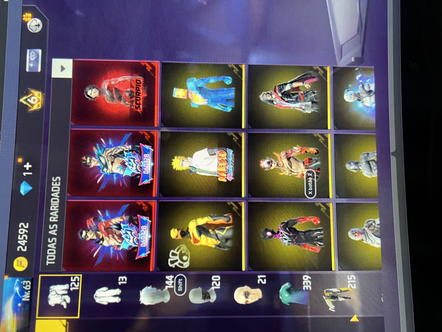 Conta de Free Fire level 63 barata pra logo