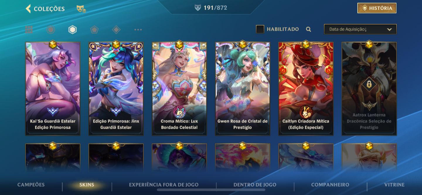 CONTA WILD RIFT COM PRESTIGIO E CROMAS