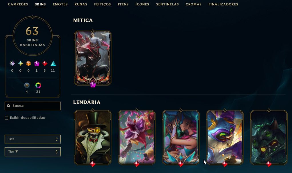 G1 165 Essencias Miticas, 63 skins, 31 cromas