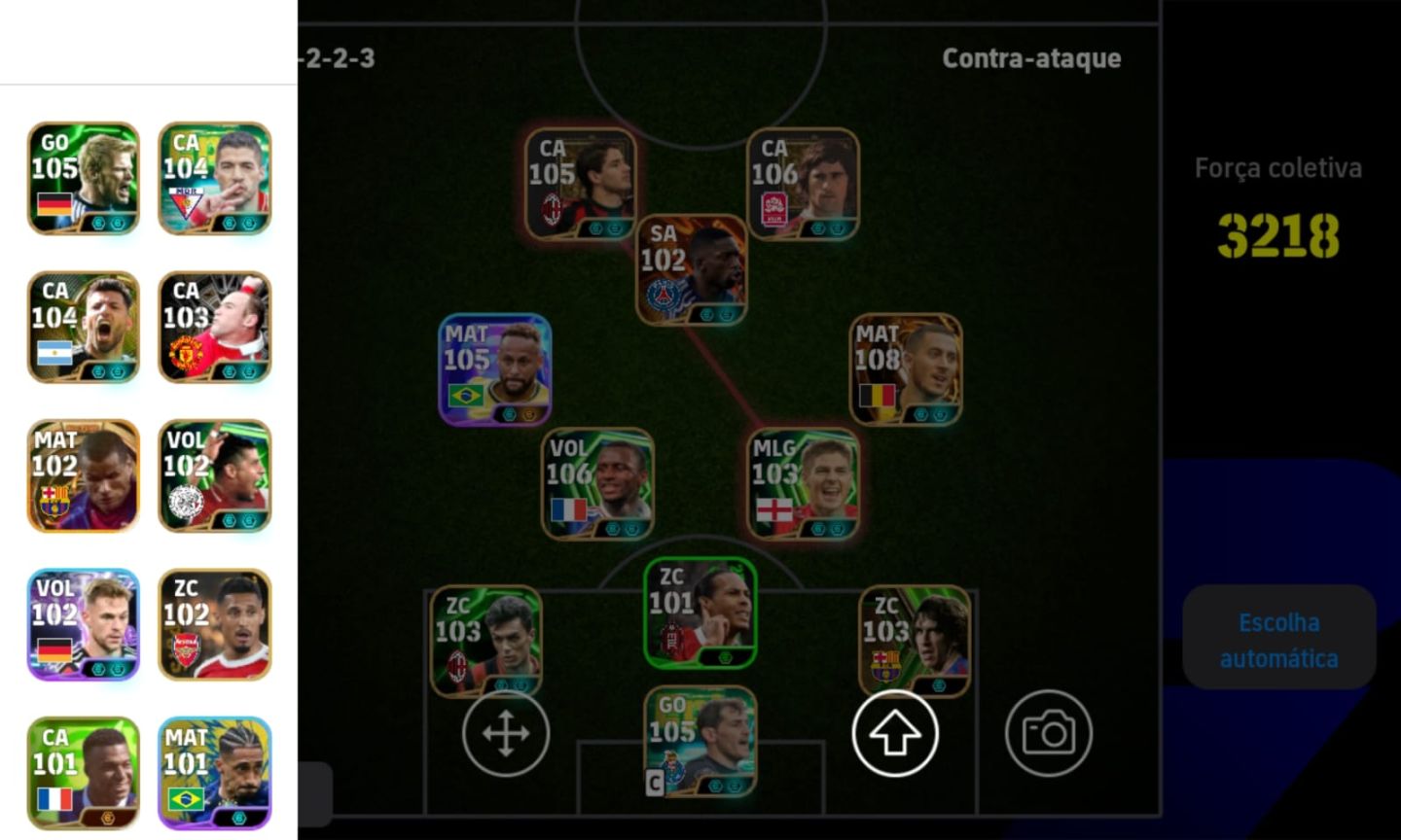 Conta Efootbal com Vieira, Neymar copa do mundo, Hazard e Dembélé Big Time !