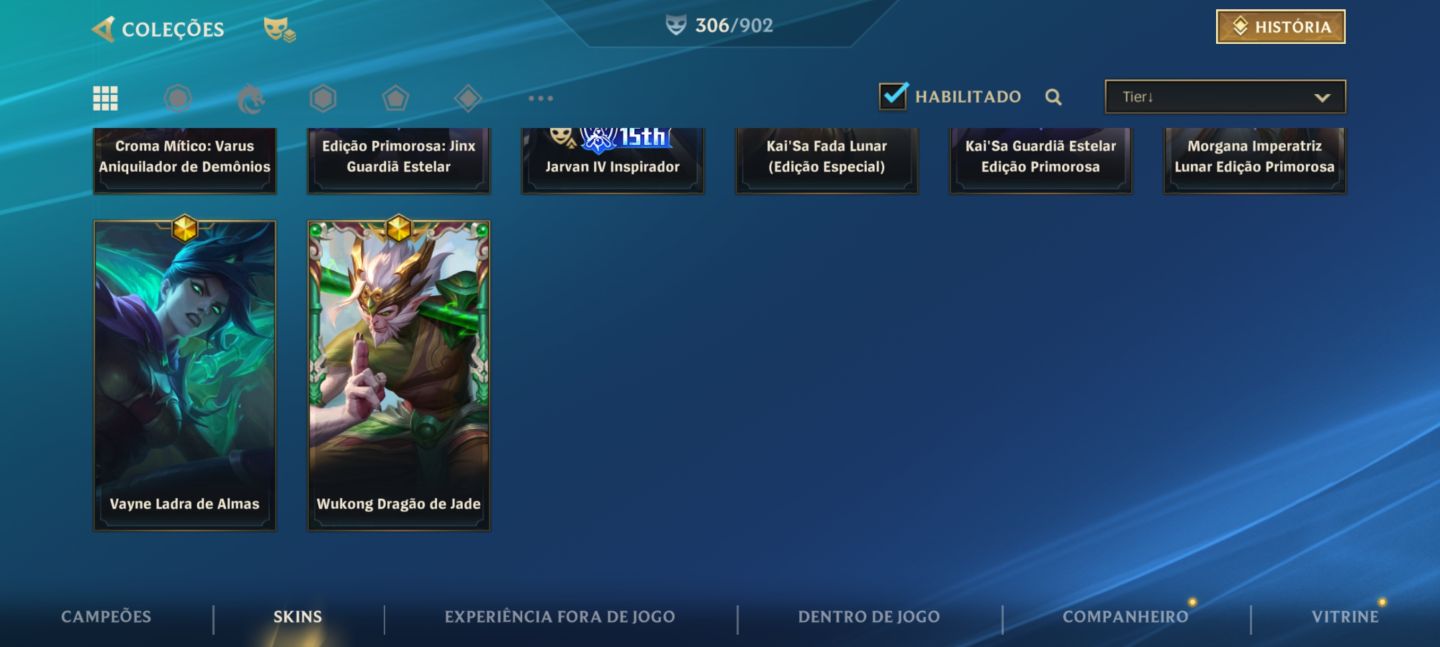 Conta ex monarca +300 Skins incluindo Jinx de 1k