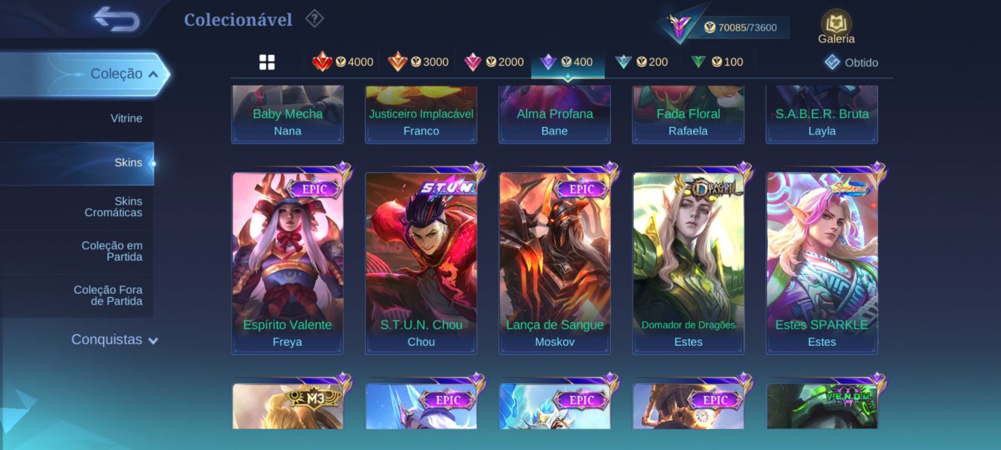 CONTA COLECIONADOR RENOMADO 2 FULL HERÓIS E 309 SKINS