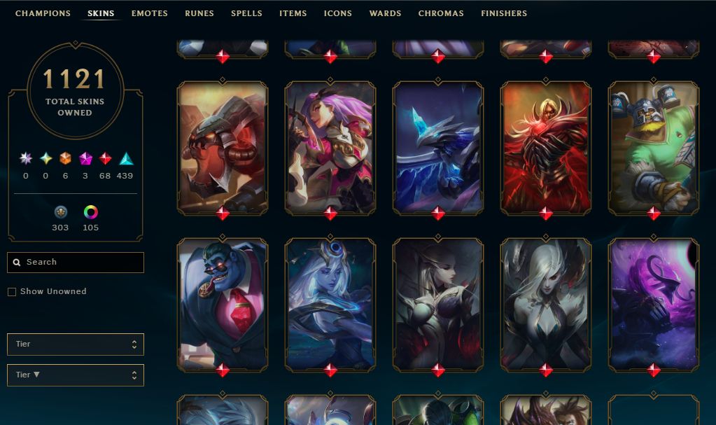 1121 SKINS, 118 CHROMAS - CONTA DE LEAGUE OF LEGENDS