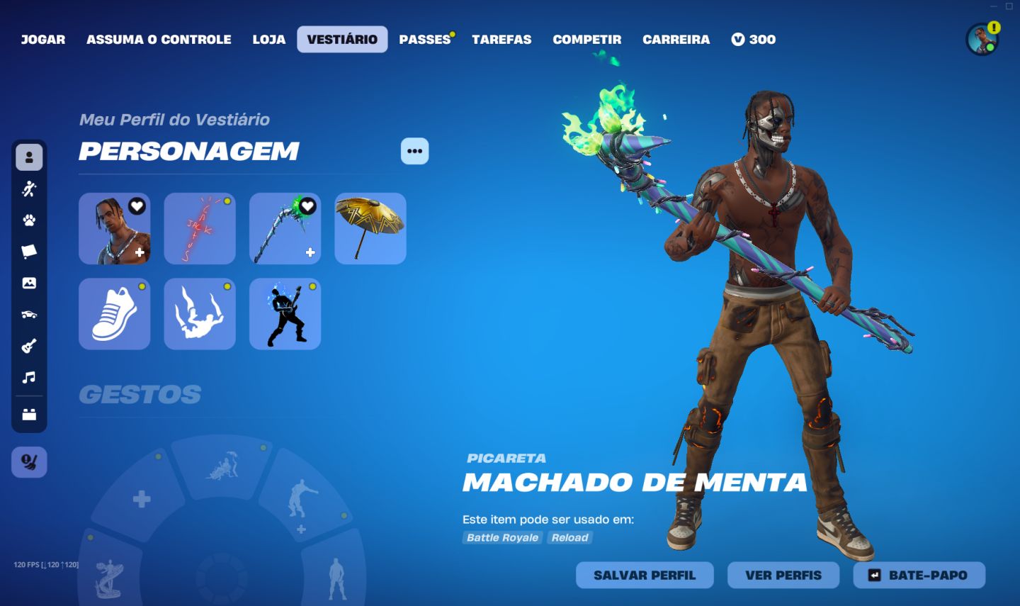 CONTA FORTNITE COM +R$2.000 GASTOS | TRAVIS SCOTT + MINTY + LEVIATA