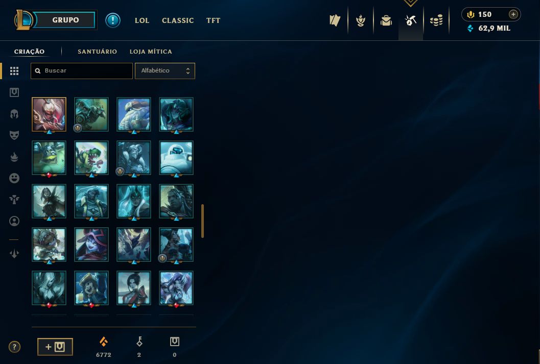 Conta grão mestre 1500 pontos ex grão mestre, level 170 com varias skins