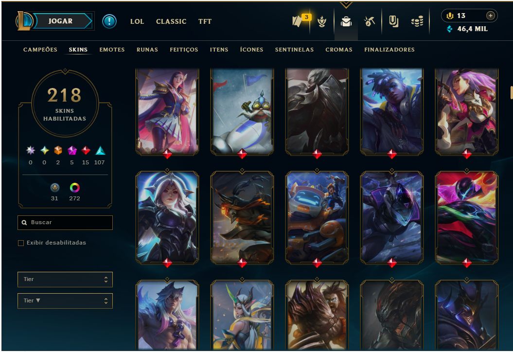 Conta de LOL (diamante II) e Valorant (ouro) - com todos os agentes.