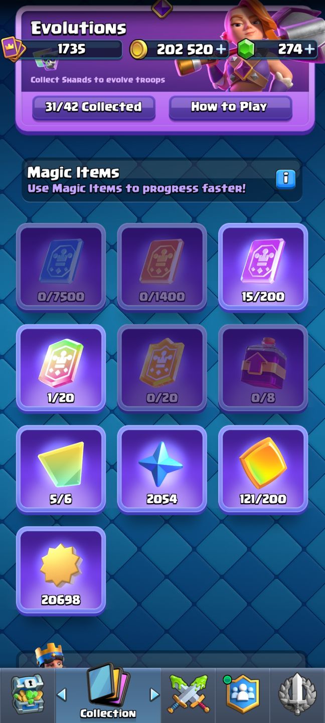 Conta de clash royale arena 29 (31 evos/7 herois/7 cartas lvl 16)