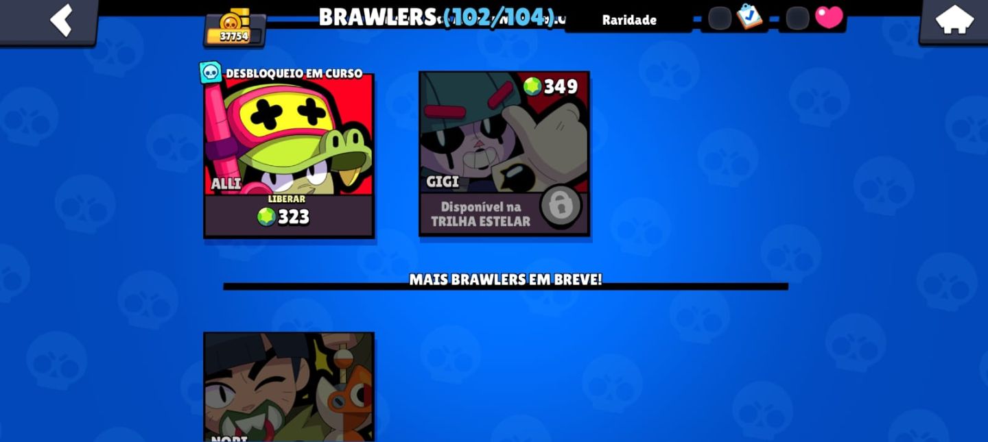 Conta de Brawl Stars 37,7k troféus 102 de 104 Brawlers conta bem desenvolvida.