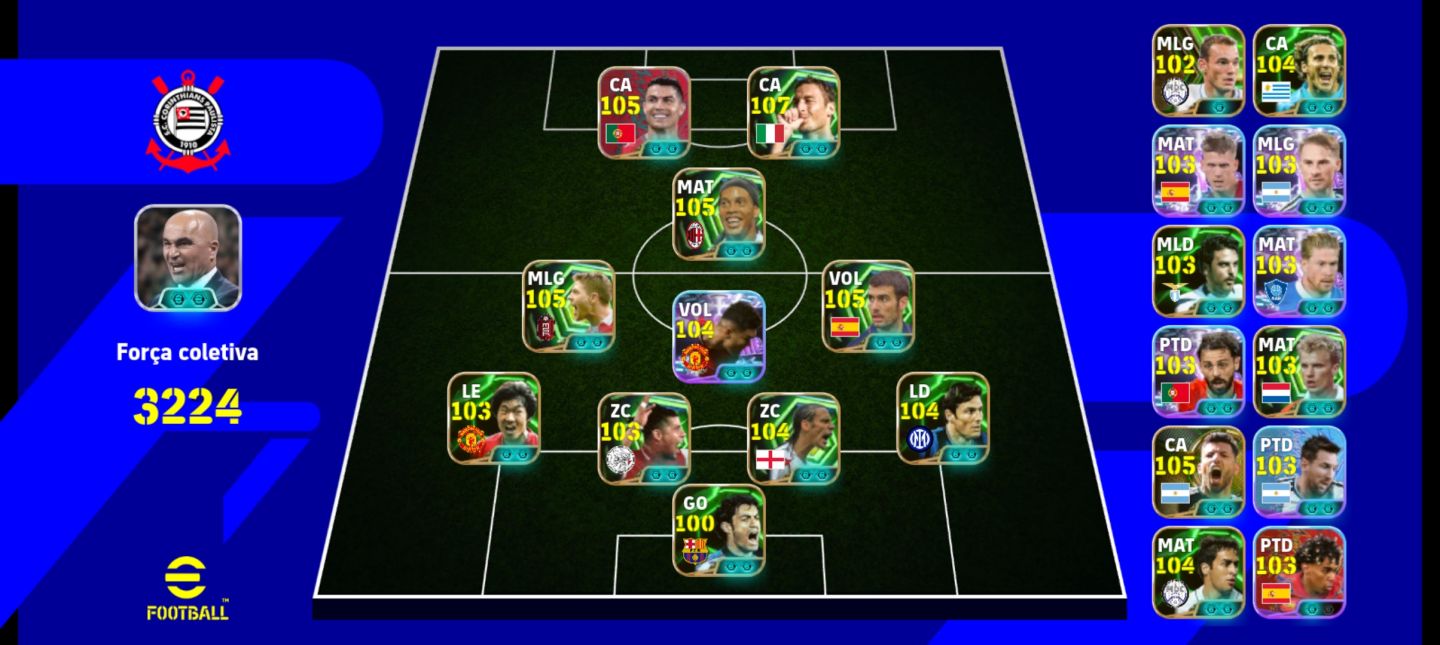 CONTA EFOOTBALL COM TOTTI EPICO 107, GERRARD EPICO, GUARDIOLA, RONALDINHO GAUCHO