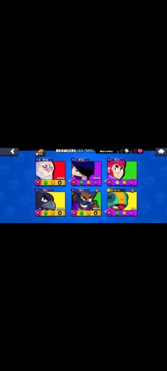 CONTA DE BRAWL STARS COM MUITOS TROFEUS E SKINS LENDARIAS