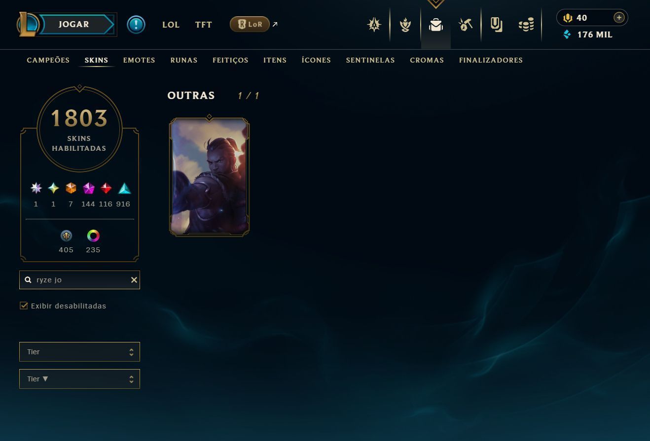 Conta de lol com 1807 skins com bastante skins e-mail de criação full dados