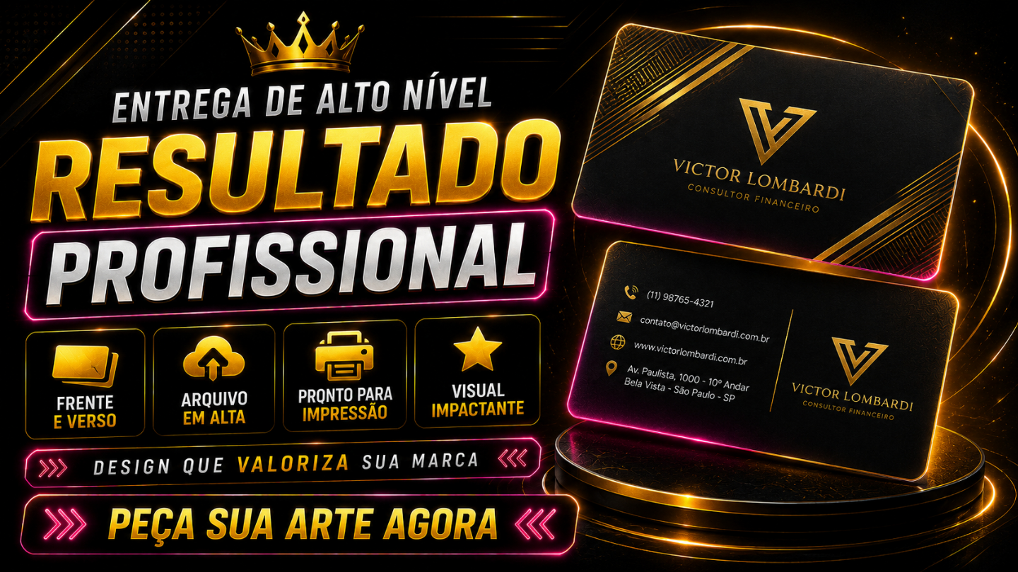 Criação de Arte para Cartão de Visita Premium Frente e Verso | Design Exclusivo