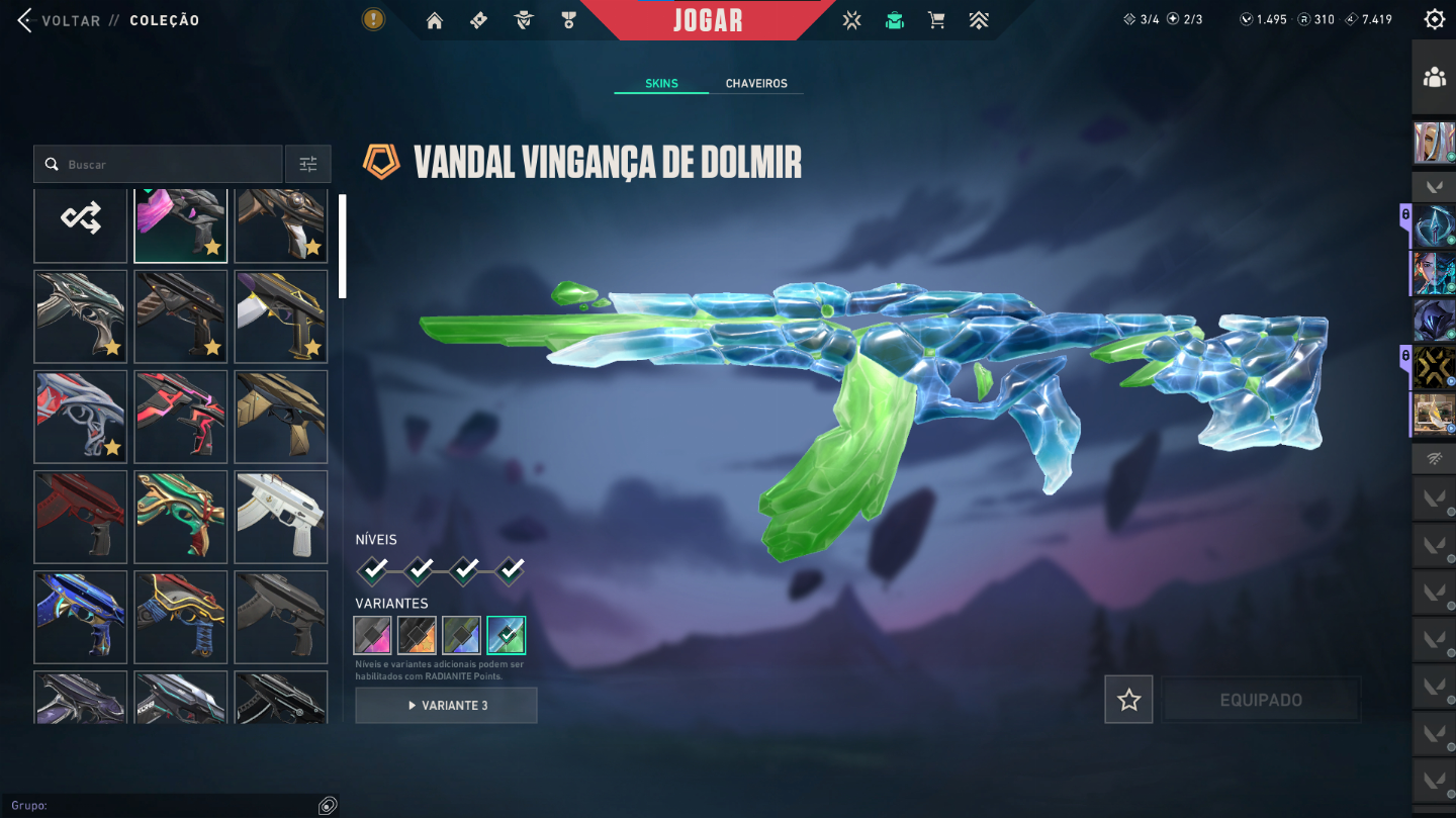 CONTA VALORANT VARIAS, 1.790 gastos SKIN, D3, UNICO DONO, VARIAS SKIN, PEAK ASC3