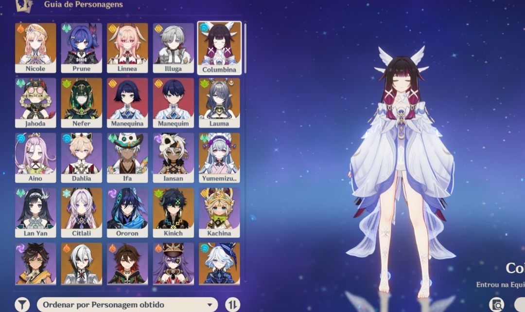 Conta de Genshin ar 57 com 16 personagens t5 e diversas armas t5