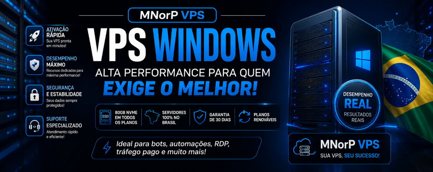 VPS WINDOWS BRASIL ALTA PERFORMANCE COM NVME E GARANTIA