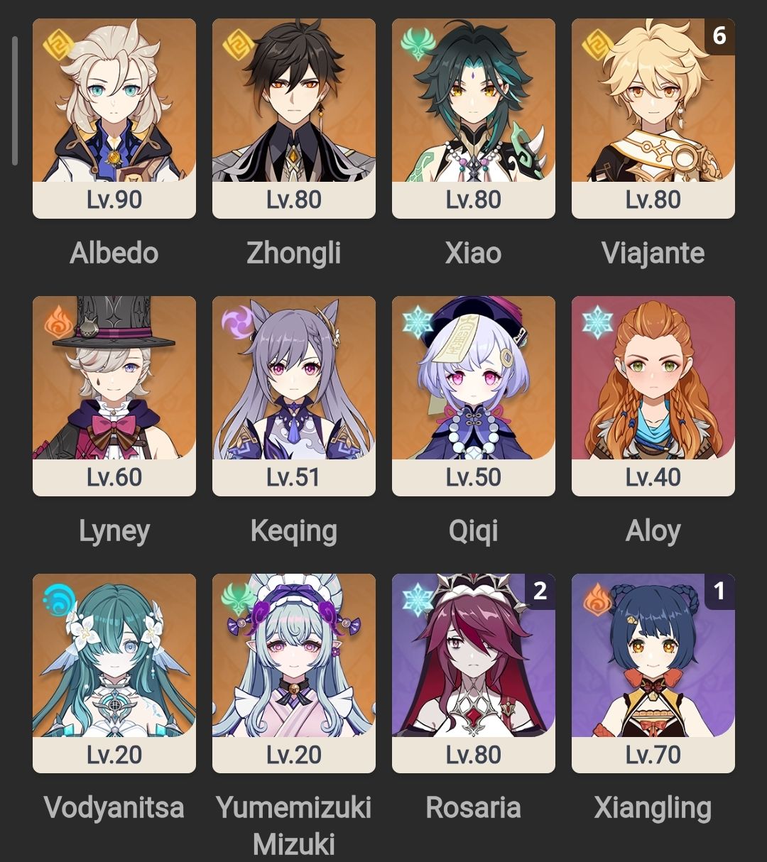 CONTA GENSHIN IMPACT / 8 PERSONAGENS T5