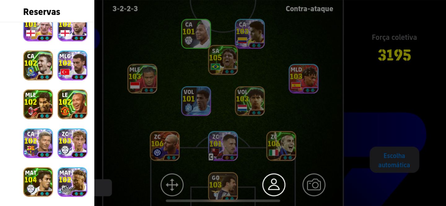 Conta brava de Efootbal, com blitz