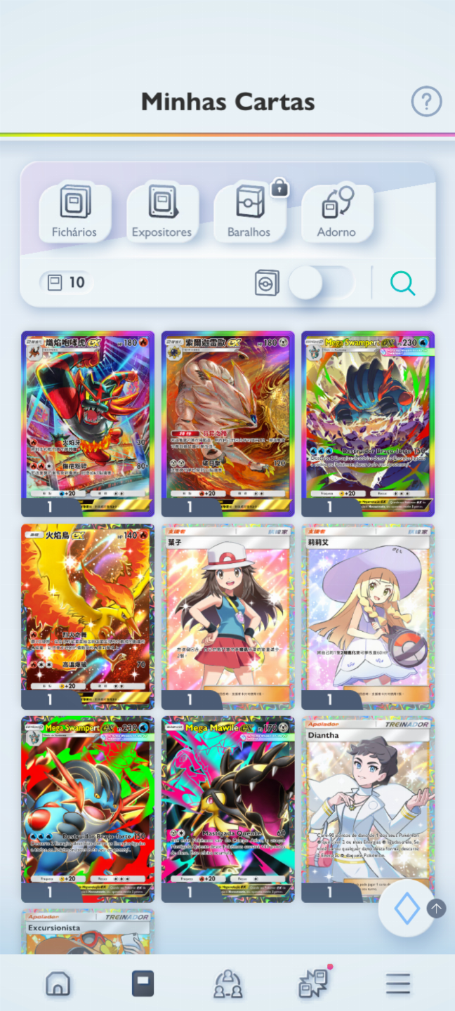 Conta Pokémon TCG - NV 19 com mais de 1,2k cartas, com muitos Shinys e Full Art