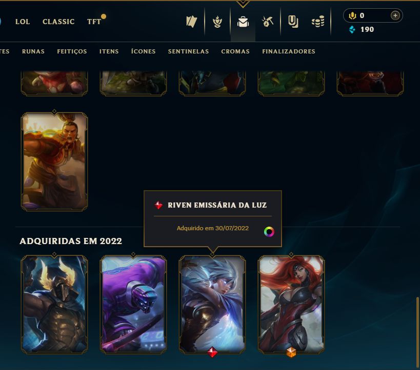 SKIN RIVEN EMISSÁRIA LENDÁRIA + [ RANQUEADA DESBLOQUEADA ] + [ TROCA NICK ]