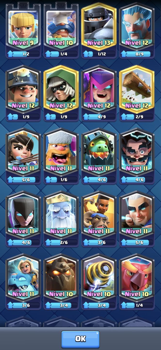 Conta de clash royale 9867 troféus, 3 heróis + 6 campeões e 8 evoluções